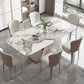 Luxury Sintered Stone Top Dining Table Rectangle Table with Single Pedestal