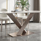 Luxury Sintered Stone Top Dining Table Rectangle Table with Single Pedestal