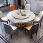 Sintered Stone Top Rotatable Round Table for Restaurant Luxury Dining Table Metal Base