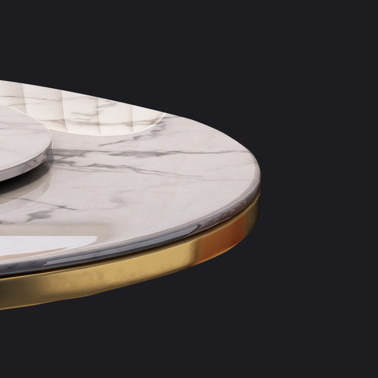 Sintered Stone Top Rotatable Round Tisch für Restaurant Luxus Esstisch Metall Basis