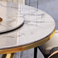 Sintered Stone Top Rotatable Round Table for Restaurant Luxury Dining Table Metal Base