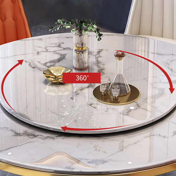 Sintered Stone Top Rotatable Round Table for Restaurant Luxury Dining Table Metal Base