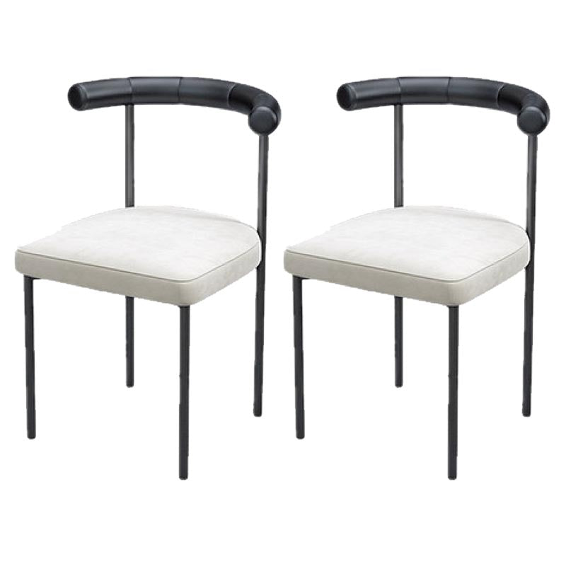Modern Linen Dining Chair Open Back Dining Side Furniture in Matte Finish for Brasserie Black 2 Piece Set Clearhalo 'Dining Chairs' 'Dining Tables & Seating' 'dining_chair' 'furn' 'furn_dining_chair' 'Furniture' 'Kitchen & Dining Furniture' 5446866