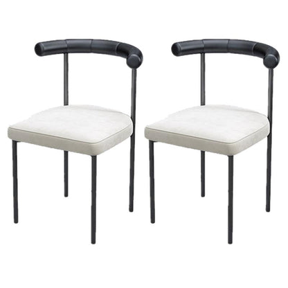 Modern Linen Dining Chair Open Back Dining Side Furniture in Matte Finish for Brasserie Black 2 Piece Set Clearhalo 'Dining Chairs' 'Dining Tables & Seating' 'dining_chair' 'furn' 'furn_dining_chair' 'Furniture' 'Kitchen & Dining Furniture' 5446866