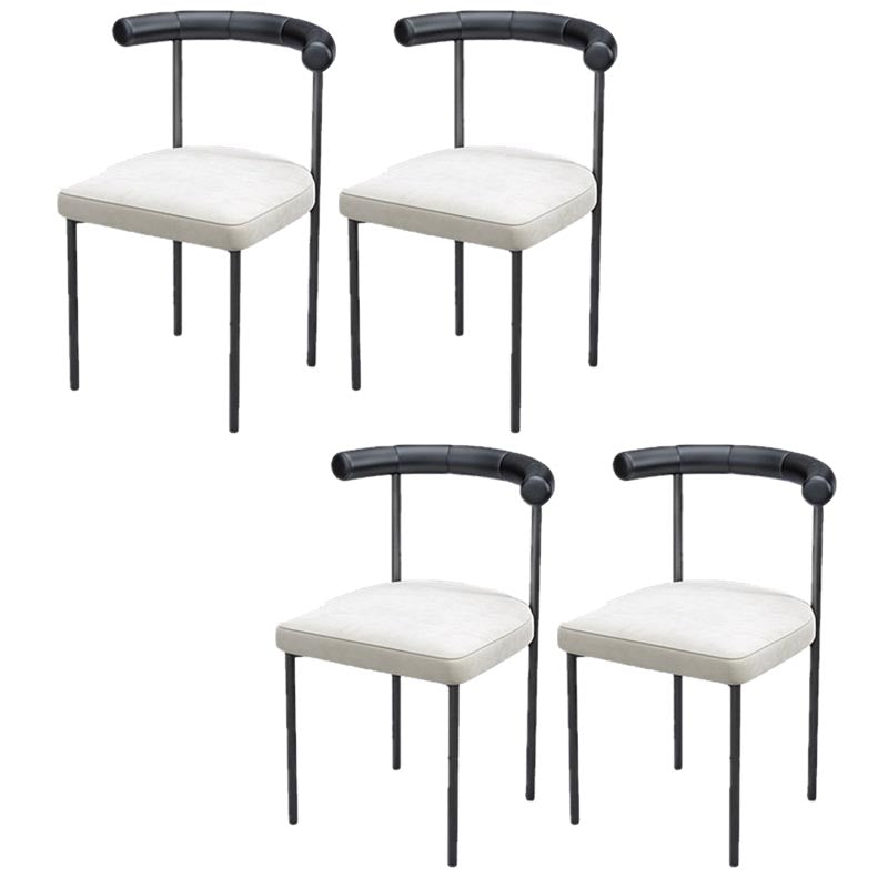 Modern Linen Dining Chair Open Back Dining Side Furniture in Matte Finish for Brasserie Black 4 Piece Set Clearhalo 'Dining Chairs' 'Dining Tables & Seating' 'dining_chair' 'furn' 'furn_dining_chair' 'Furniture' 'Kitchen & Dining Furniture' 5446868