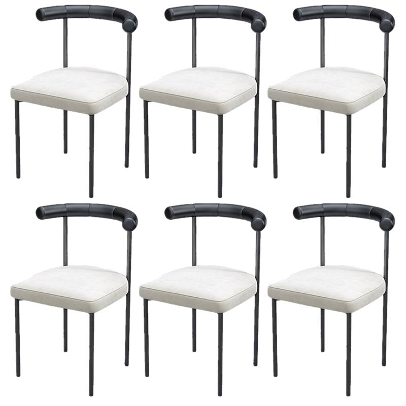 Modern Linen Dining Chair Open Back Dining Side Furniture in Matte Finish for Brasserie Black 6 Piece Set Clearhalo 'Dining Chairs' 'Dining Tables & Seating' 'dining_chair' 'furn' 'furn_dining_chair' 'Furniture' 'Kitchen & Dining Furniture' 5446869