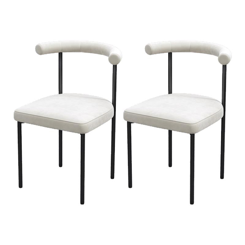 Modern Linen Dining Chair Open Back Dining Side Furniture in Matte Finish for Brasserie White 2 Piece Set Clearhalo 'Dining Chairs' 'Dining Tables & Seating' 'dining_chair' 'furn' 'furn_dining_chair' 'Furniture' 'Kitchen & Dining Furniture' 5446873