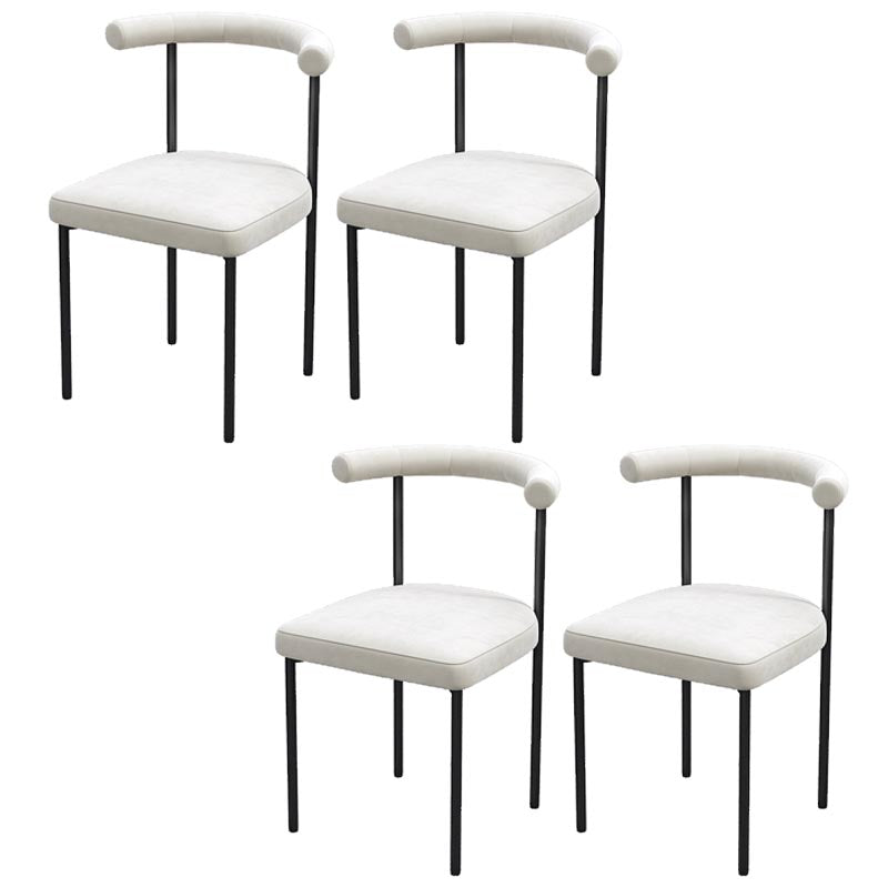 Modern Linen Dining Chair Open Back Dining Side Furniture in Matte Finish for Brasserie White 4 Piece Set Clearhalo 'Dining Chairs' 'Dining Tables & Seating' 'dining_chair' 'furn' 'furn_dining_chair' 'Furniture' 'Kitchen & Dining Furniture' 5446876