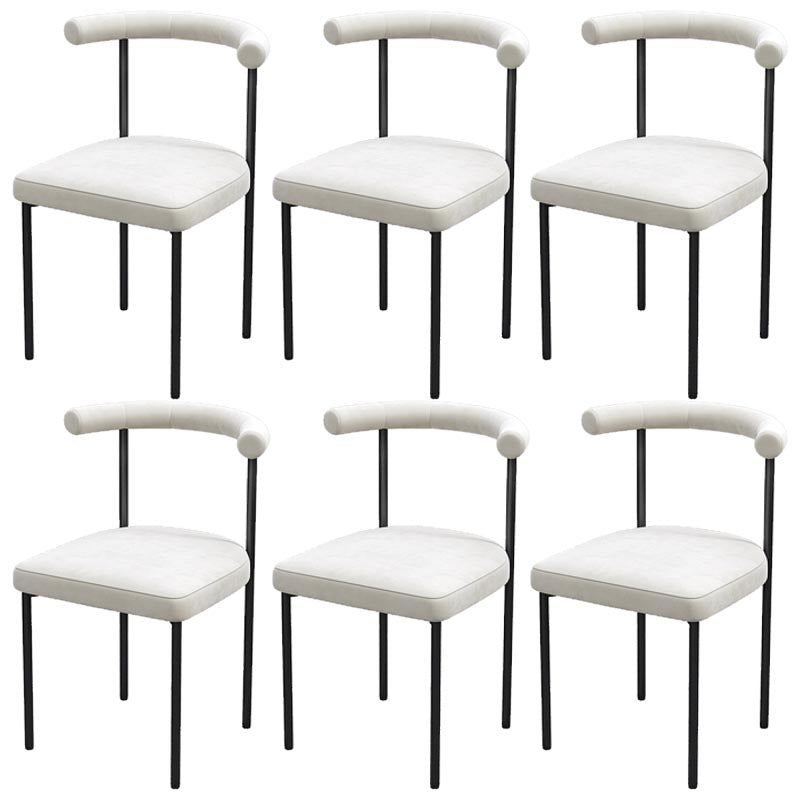 Modern Linen Dining Chair Open Back Dining Side Furniture in Matte Finish for Brasserie White 6 Piece Set Clearhalo 'Dining Chairs' 'Dining Tables & Seating' 'dining_chair' 'furn' 'furn_dining_chair' 'Furniture' 'Kitchen & Dining Furniture' 5446878