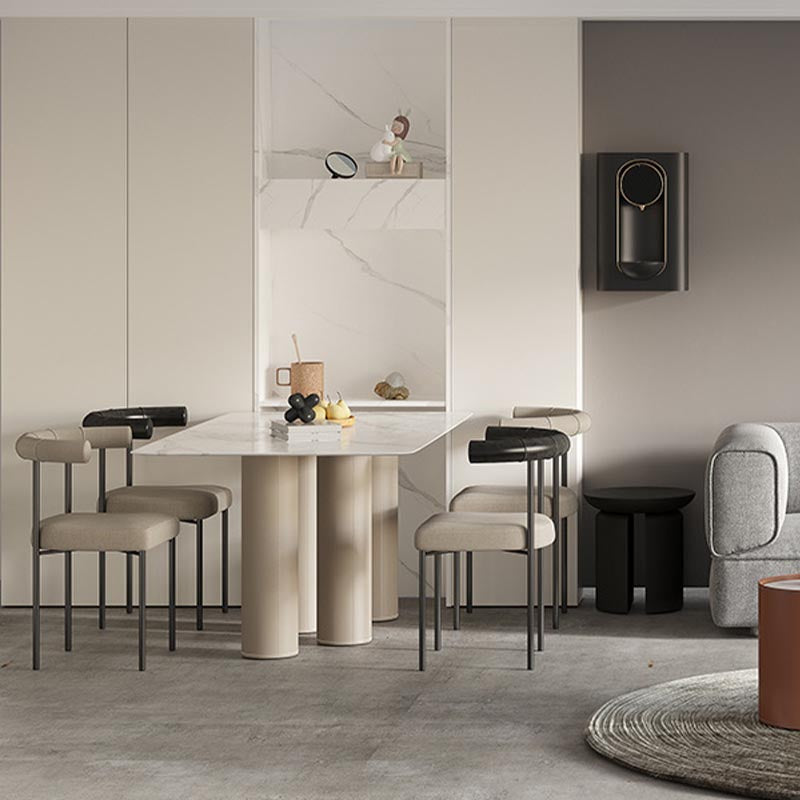 Modern Linen Dining Chair Open Back Dining Side Furniture in Matte Finish for Brasserie Clearhalo 'Dining Chairs' 'Dining Tables & Seating' 'dining_chair' 'furn' 'furn_dining_chair' 'Furniture' 'Kitchen & Dining Furniture' 5446879