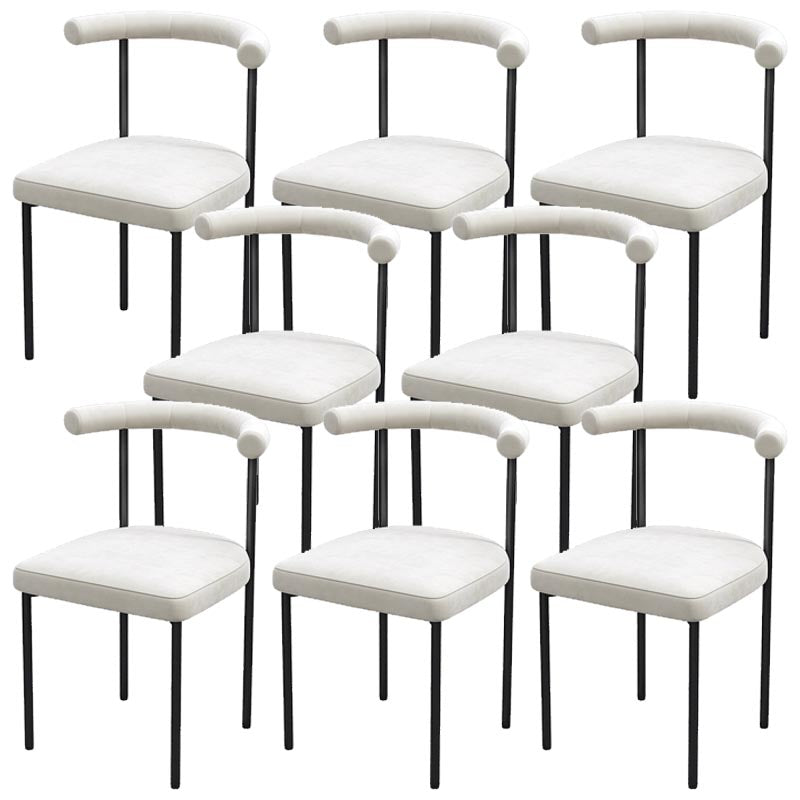 Modern Linen Dining Chair Open Back Dining Side Furniture in Matte Finish for Brasserie White 8 Piece Set Clearhalo 'Dining Chairs' 'Dining Tables & Seating' 'dining_chair' 'furn' 'furn_dining_chair' 'Furniture' 'Kitchen & Dining Furniture' 5446880