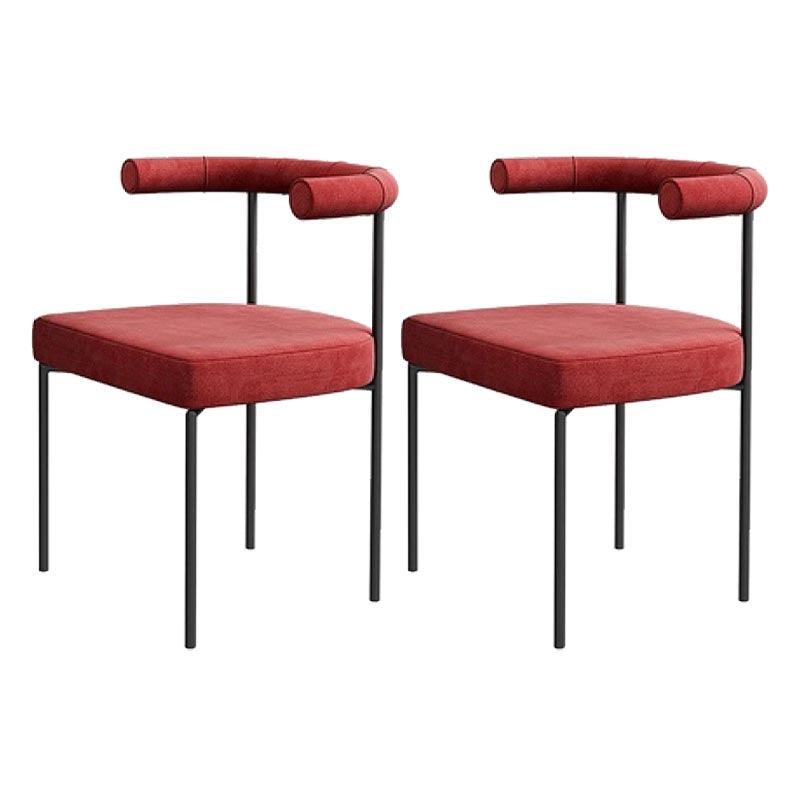 Modern Linen Dining Chair Open Back Dining Side Furniture in Matte Finish for Brasserie Red 2 Piece Set Clearhalo 'Dining Chairs' 'Dining Tables & Seating' 'dining_chair' 'furn' 'furn_dining_chair' 'Furniture' 'Kitchen & Dining Furniture' 5446882