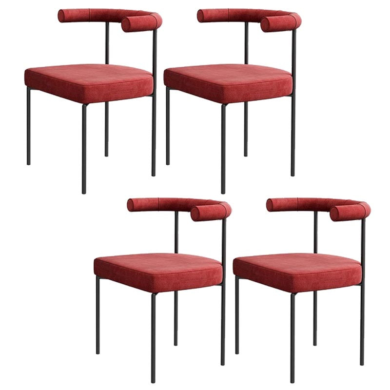Modern Linen Dining Chair Open Back Dining Side Furniture in Matte Finish for Brasserie Red 4 Piece Set Clearhalo 'Dining Chairs' 'Dining Tables & Seating' 'dining_chair' 'furn' 'furn_dining_chair' 'Furniture' 'Kitchen & Dining Furniture' 5446883