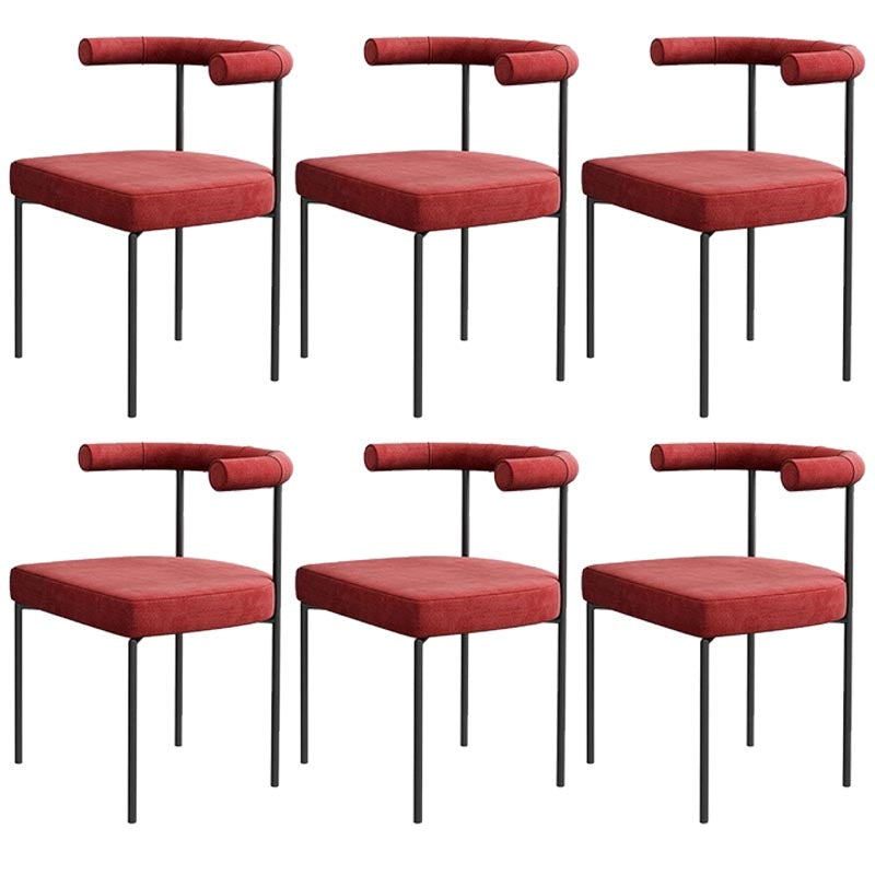 Modern Linen Dining Chair Open Back Dining Side Furniture in Matte Finish for Brasserie Red 6 Piece Set Clearhalo 'Dining Chairs' 'Dining Tables & Seating' 'dining_chair' 'furn' 'furn_dining_chair' 'Furniture' 'Kitchen & Dining Furniture' 5446886