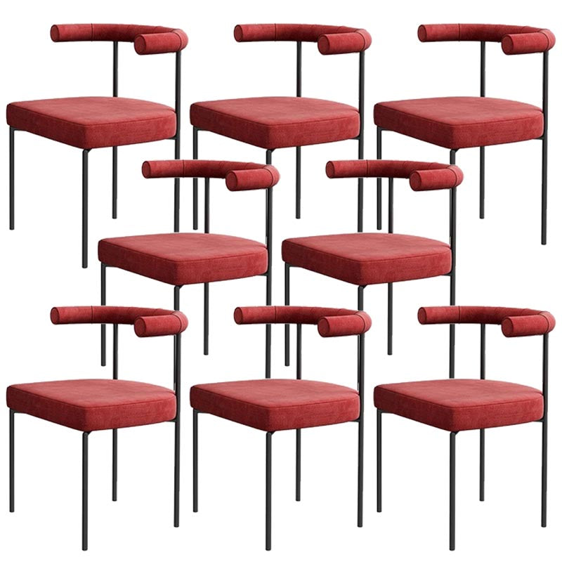 Modern Linen Dining Chair Open Back Dining Side Furniture in Matte Finish for Brasserie Red 8 Piece Set Clearhalo 'Dining Chairs' 'Dining Tables & Seating' 'dining_chair' 'furn' 'furn_dining_chair' 'Furniture' 'Kitchen & Dining Furniture' 5446887