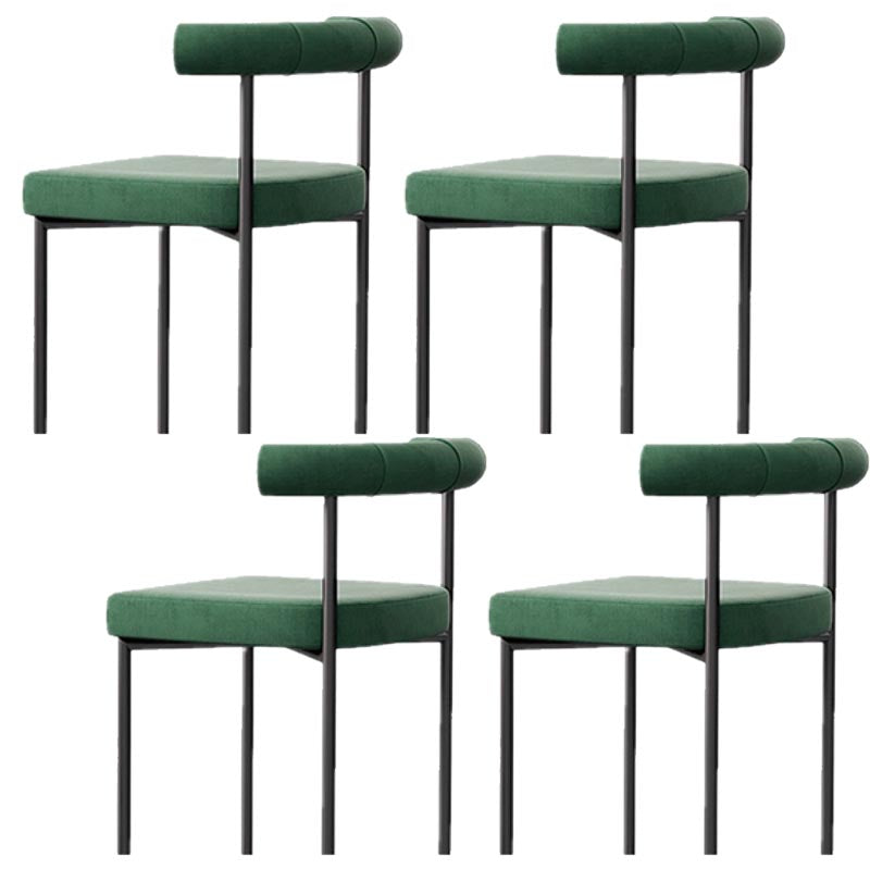 Modern Linen Dining Chair Open Back Dining Side Furniture in Matte Finish for Brasserie Blackish Green 4 Piece Set Clearhalo 'Dining Chairs' 'Dining Tables & Seating' 'dining_chair' 'furn' 'furn_dining_chair' 'Furniture' 'Kitchen & Dining Furniture' 5446891