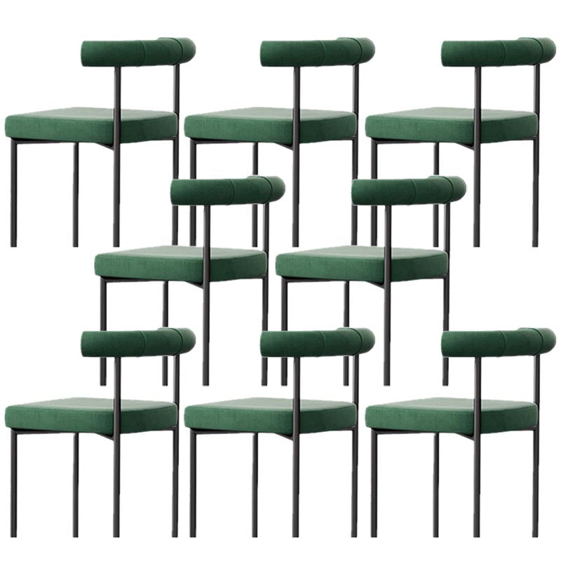 Modern Linen Dining Chair Open Back Dining Side Furniture in Matte Finish for Brasserie Blackish Green 8 Piece Set Clearhalo 'Dining Chairs' 'Dining Tables & Seating' 'dining_chair' 'furn' 'furn_dining_chair' 'Furniture' 'Kitchen & Dining Furniture' 5446893