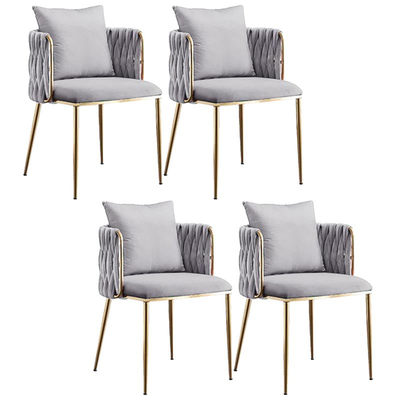 Glam Upholstered Dining Arm Chair Velvet Dining Chair with Gold Legs Light Gray 4 Piece Set Clearhalo 'Dining Chairs' 'Dining Tables & Seating' 'dining_chair' 'furn' 'furn_dining_chair' 'Furniture' 'Kitchen & Dining Furniture' 5446897