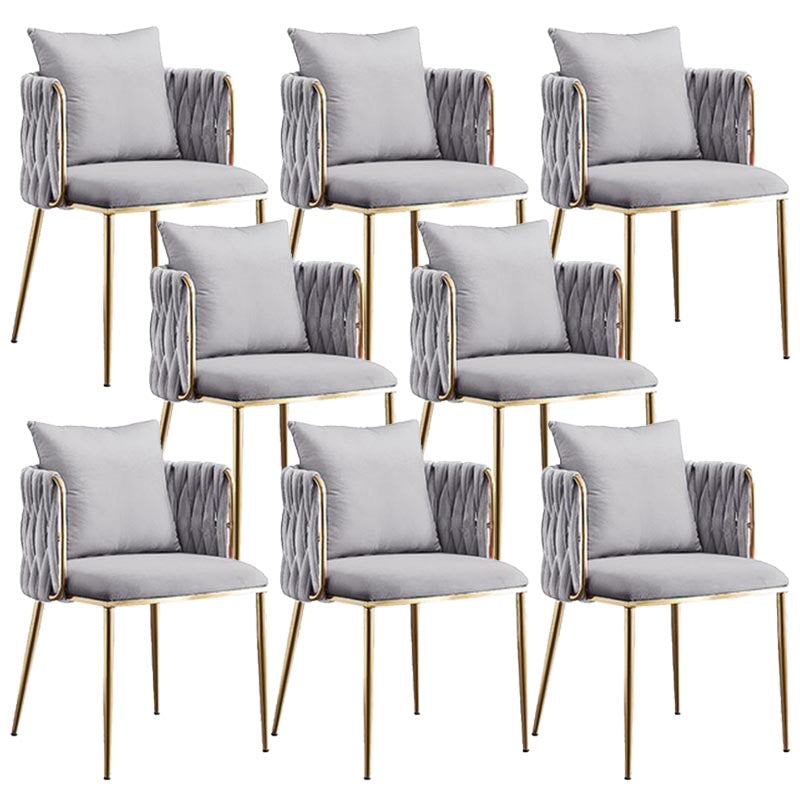 Glam Upholstered Dining Arm Chair Velvet Dining Chair with Gold Legs Light Gray 8 Piece Set Clearhalo 'Dining Chairs' 'Dining Tables & Seating' 'dining_chair' 'furn' 'furn_dining_chair' 'Furniture' 'Kitchen & Dining Furniture' 5446902