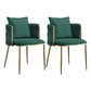Glam Upholstered Dining Arm Chair Velvet Dining Chair with Gold Legs Green 2 Piece Set Clearhalo 'Dining Chairs' 'Dining Tables & Seating' 'dining_chair' 'furn' 'furn_dining_chair' 'Furniture' 'Kitchen & Dining Furniture' 5446911