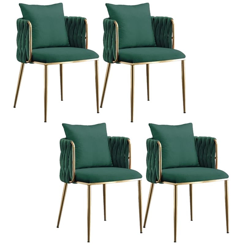 Glam Upholstered Dining Arm Chair Velvet Dining Chair with Gold Legs Green 4 Piece Set Clearhalo 'Dining Chairs' 'Dining Tables & Seating' 'dining_chair' 'furn' 'furn_dining_chair' 'Furniture' 'Kitchen & Dining Furniture' 5446913