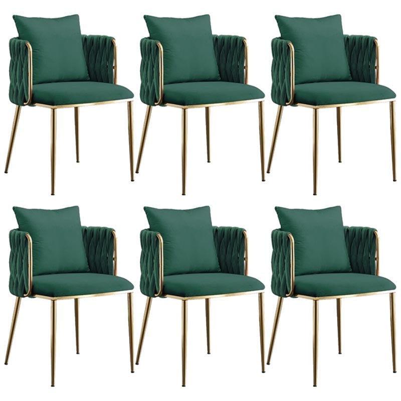 Glam Upholstered Dining Arm Chair Velvet Dining Chair with Gold Legs Green 6 Piece Set Clearhalo 'Dining Chairs' 'Dining Tables & Seating' 'dining_chair' 'furn' 'furn_dining_chair' 'Furniture' 'Kitchen & Dining Furniture' 5446916