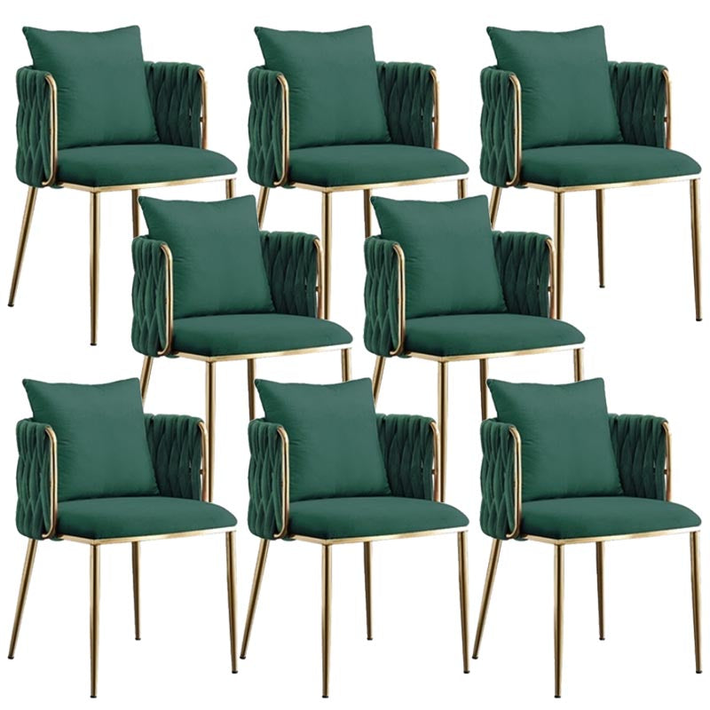 Glam Upholstered Dining Arm Chair Velvet Dining Chair with Gold Legs Green 8 Piece Set Clearhalo 'Dining Chairs' 'Dining Tables & Seating' 'dining_chair' 'furn' 'furn_dining_chair' 'Furniture' 'Kitchen & Dining Furniture' 5446918