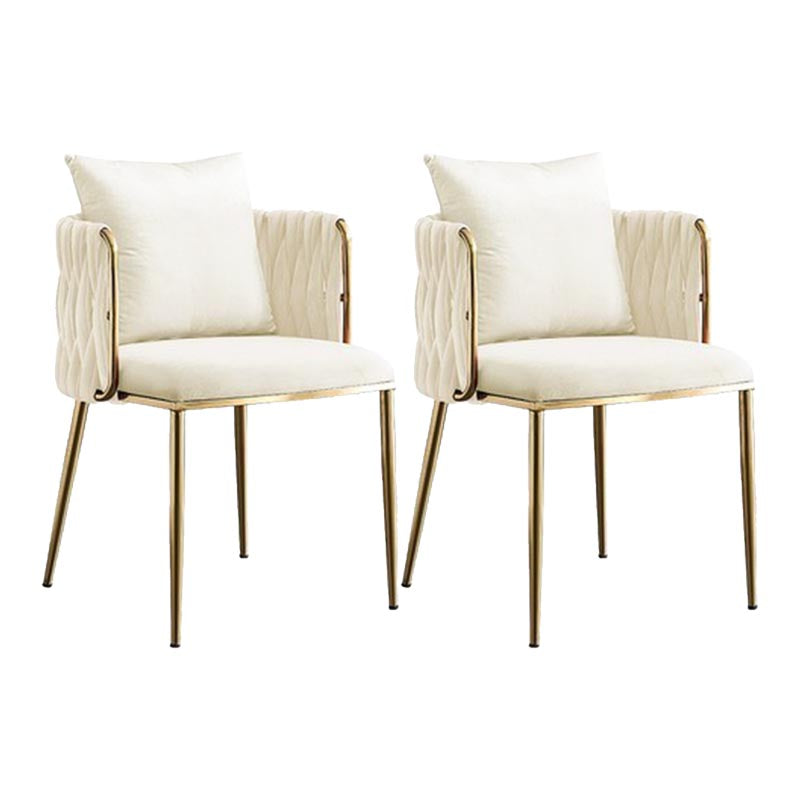 Glam Upholstered Dining Arm Chair Velvet Dining Chair with Gold Legs Off-White 2 Piece Set Clearhalo 'Dining Chairs' 'Dining Tables & Seating' 'dining_chair' 'furn' 'furn_dining_chair' 'Furniture' 'Kitchen & Dining Furniture' 5446920