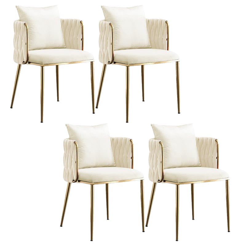 Glam Upholstered Dining Arm Chair Velvet Dining Chair with Gold Legs Off-White 4 Piece Set Clearhalo 'Dining Chairs' 'Dining Tables & Seating' 'dining_chair' 'furn' 'furn_dining_chair' 'Furniture' 'Kitchen & Dining Furniture' 5446921