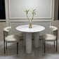 Modern Linen Dining Chair Open Back Dining Side Furniture with Steel Legs in Matte Finish