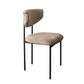 Modern Linen Dining Chair Open Back Dining Side Furniture with Steel Legs in Matte Finish
