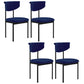 Modern Linen Dining Chair Open Back Dining Side Furniture with Steel Legs in Matte Finish