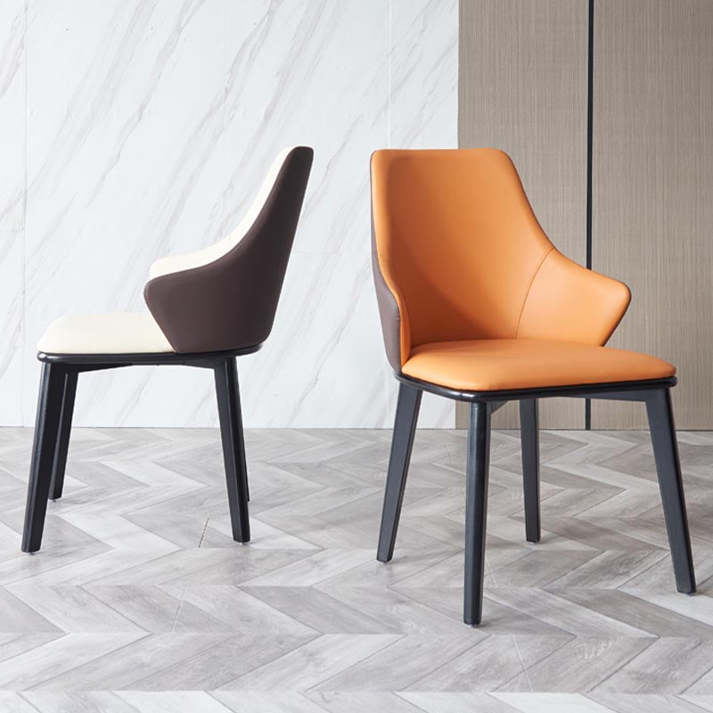 Lederen eetgelegenheid stoel moderne binnenstoel met massieve houten benen