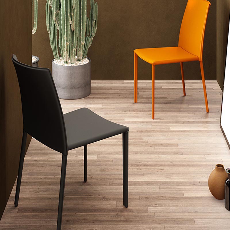 Sedia da pranzo con laterale in pelle contemporanea sedia a braccia da pranzo per sala da pranzo