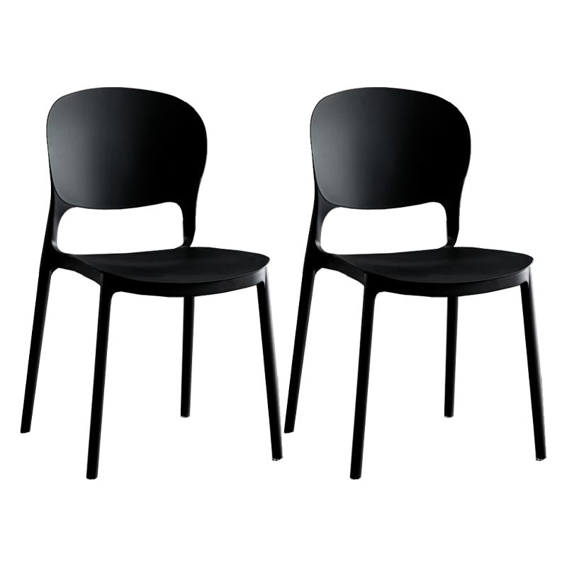 Glam Plastic Side Chair Stacking Open Back Dining Side Chair Black 2 Piece Set Clearhalo 'Dining Chairs' 'Dining Tables & Seating' 'dining_chair' 'furn' 'furn_dining_chair' 'Furniture' 'Kitchen & Dining Furniture' 5447132