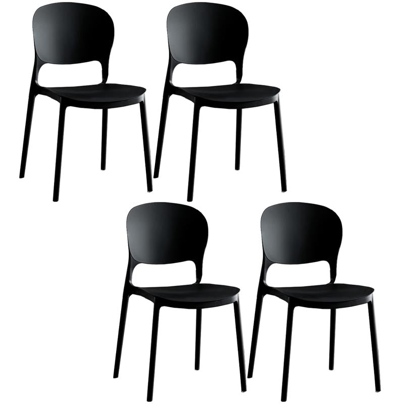 Glam Plastic Side Chair Stacking Open Back Dining Side Chair Black 4 Piece Set Clearhalo 'Dining Chairs' 'Dining Tables & Seating' 'dining_chair' 'furn' 'furn_dining_chair' 'Furniture' 'Kitchen & Dining Furniture' 5447133