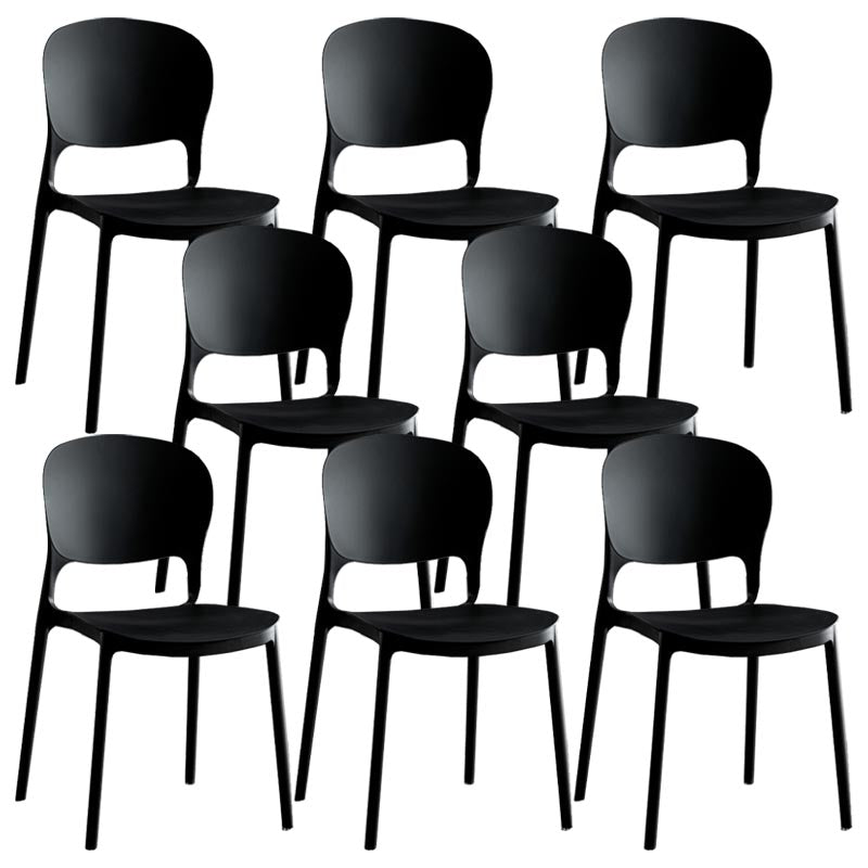 Glam Plastic Side Chair Stacking Open Back Dining Side Chair Black 8 Piece Set Clearhalo 'Dining Chairs' 'Dining Tables & Seating' 'dining_chair' 'furn' 'furn_dining_chair' 'Furniture' 'Kitchen & Dining Furniture' 5447138