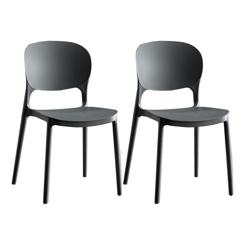 Glam Plastic Side Chair Stacking Open Back Dining Side Chair Grey 2 Piece Set Clearhalo 'Dining Chairs' 'Dining Tables & Seating' 'dining_chair' 'furn' 'furn_dining_chair' 'Furniture' 'Kitchen & Dining Furniture' 5447140
