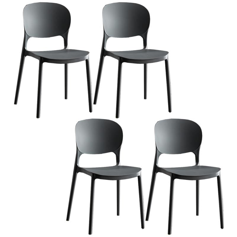 Glam Plastic Side Chair Stacking Open Back Dining Side Chair Grey 4 Piece Set Clearhalo 'Dining Chairs' 'Dining Tables & Seating' 'dining_chair' 'furn' 'furn_dining_chair' 'Furniture' 'Kitchen & Dining Furniture' 5447141