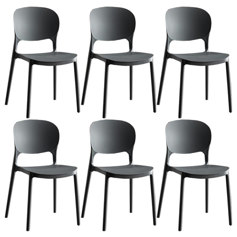 Glam Plastic Side Chair Stacking Open Back Dining Side Chair Grey 6 Piece Set Clearhalo 'Dining Chairs' 'Dining Tables & Seating' 'dining_chair' 'furn' 'furn_dining_chair' 'Furniture' 'Kitchen & Dining Furniture' 5447143