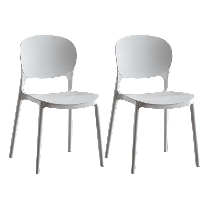 Glam Plastic Side Chair Stacking Open Back Dining Side Chair White 2 Piece Set Clearhalo 'Dining Chairs' 'Dining Tables & Seating' 'dining_chair' 'furn' 'furn_dining_chair' 'Furniture' 'Kitchen & Dining Furniture' 5447147