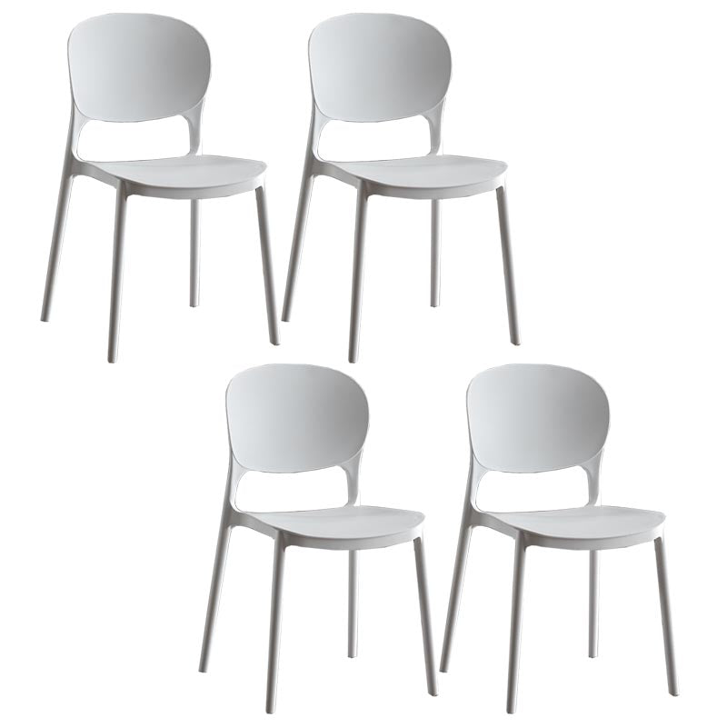 Glam Plastic Side Chair Stacking Open Back Dining Side Chair White 4 Piece Set Clearhalo 'Dining Chairs' 'Dining Tables & Seating' 'dining_chair' 'furn' 'furn_dining_chair' 'Furniture' 'Kitchen & Dining Furniture' 5447150