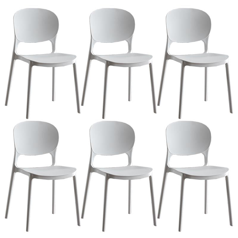 Glam Plastic Side Chair Stacking Open Back Dining Side Chair White 6 Piece Set Clearhalo 'Dining Chairs' 'Dining Tables & Seating' 'dining_chair' 'furn' 'furn_dining_chair' 'Furniture' 'Kitchen & Dining Furniture' 5447151