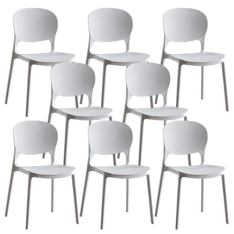 Glam Plastic Side Chair Stacking Open Back Dining Side Chair White 8 Piece Set Clearhalo 'Dining Chairs' 'Dining Tables & Seating' 'dining_chair' 'furn' 'furn_dining_chair' 'Furniture' 'Kitchen & Dining Furniture' 5447154
