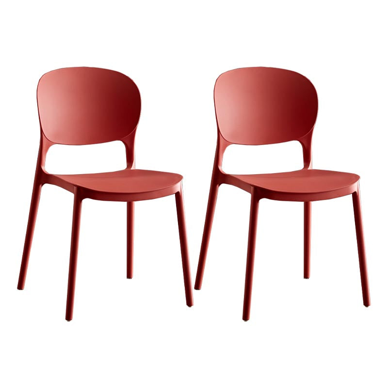 Glam Plastic Side Chair Stacking Open Back Dining Side Chair Red 2 Piece Set Clearhalo 'Dining Chairs' 'Dining Tables & Seating' 'dining_chair' 'furn' 'furn_dining_chair' 'Furniture' 'Kitchen & Dining Furniture' 5447156