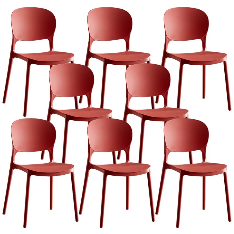 Glam Plastic Side Chair Stacking Open Back Dining Side Chair Red 8 Piece Set Clearhalo 'Dining Chairs' 'Dining Tables & Seating' 'dining_chair' 'furn' 'furn_dining_chair' 'Furniture' 'Kitchen & Dining Furniture' 5447161