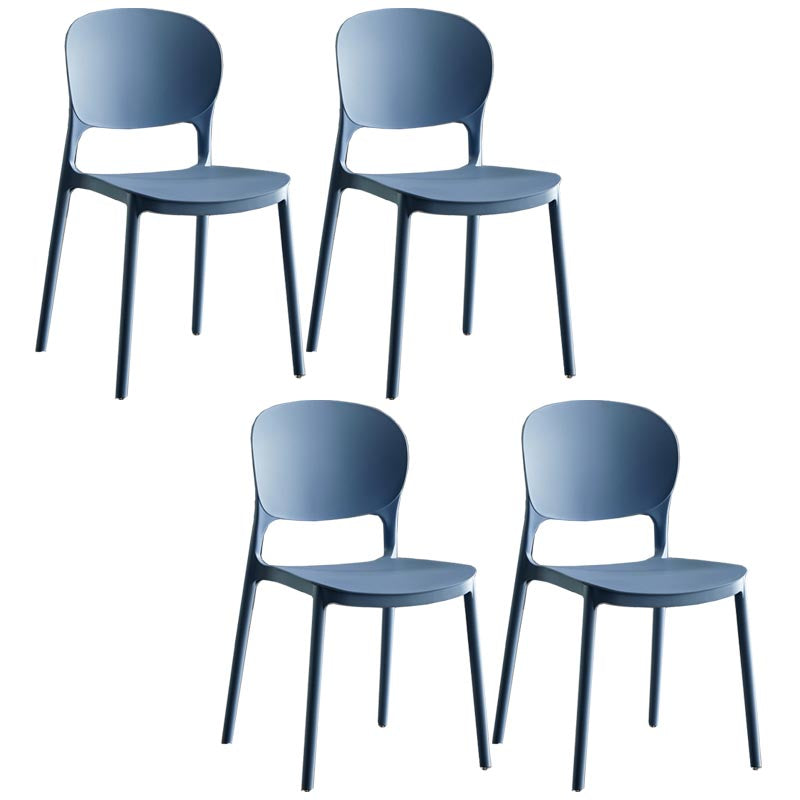 Glam Plastic Side Chair Stacking Open Back Dining Side Chair Light Blue 4 Piece Set Clearhalo 'Dining Chairs' 'Dining Tables & Seating' 'dining_chair' 'furn' 'furn_dining_chair' 'Furniture' 'Kitchen & Dining Furniture' 5447163