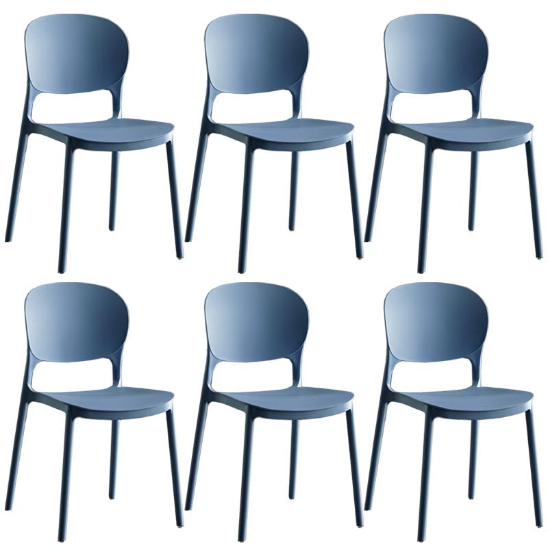 Glam Plastic Side Chair Stacking Open Back Dining Side Chair Light Blue 6 Piece Set Clearhalo 'Dining Chairs' 'Dining Tables & Seating' 'dining_chair' 'furn' 'furn_dining_chair' 'Furniture' 'Kitchen & Dining Furniture' 5447164
