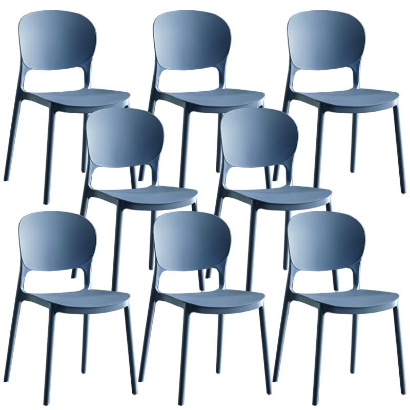 Glam Plastic Side Chair Stacking Open Back Dining Side Chair Light Blue 8 Piece Set Clearhalo 'Dining Chairs' 'Dining Tables & Seating' 'dining_chair' 'furn' 'furn_dining_chair' 'Furniture' 'Kitchen & Dining Furniture' 5447165