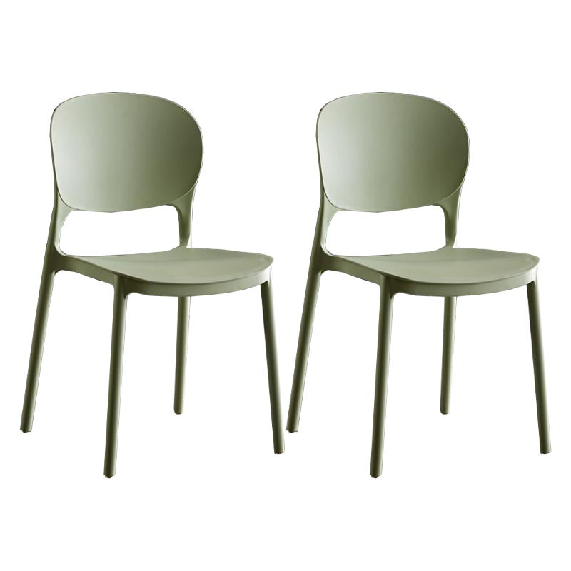 Glam Plastic Side Chair Stacking Open Back Dining Side Chair Green 2 Piece Set Clearhalo 'Dining Chairs' 'Dining Tables & Seating' 'dining_chair' 'furn' 'furn_dining_chair' 'Furniture' 'Kitchen & Dining Furniture' 5447166